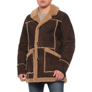 Cole Haan Leather Shearling brown Long Jacket